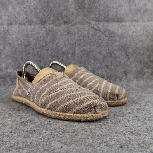 Toms Shoes Womens 9 Slip On Loafer Flats Alpargata Canvas Casual Striped Comfort - Picture 1 of 12